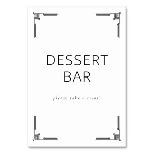 Sophisticated Black and White Dessert Bar Sign Table Number