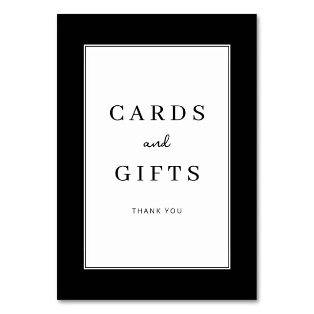 Sophisticated Black and White Gratitude Sign Table Number (Front)