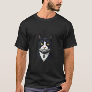 Sophisticated Black and White Tuxedo Cat T-Shirt