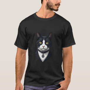 Sophisticated Black and White Tuxedo Cat T-Shirt
