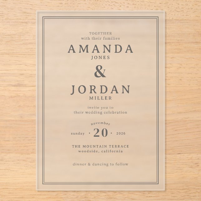 Sophisticated Black and White Wedding Invitation (Front)