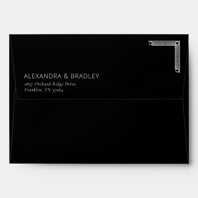 Sophisticated Black Geometric Minimalist Envelope (Back (Top Flap))
