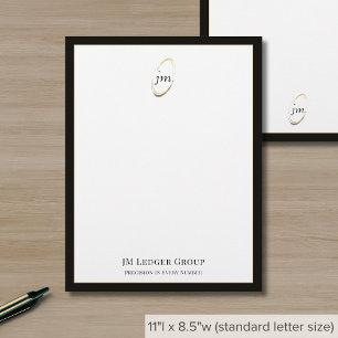 Sophisticated Black Gold Monogram Initials Logo Custom Letterhead