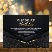 Sophisticated Black Gold Surprise Birthday