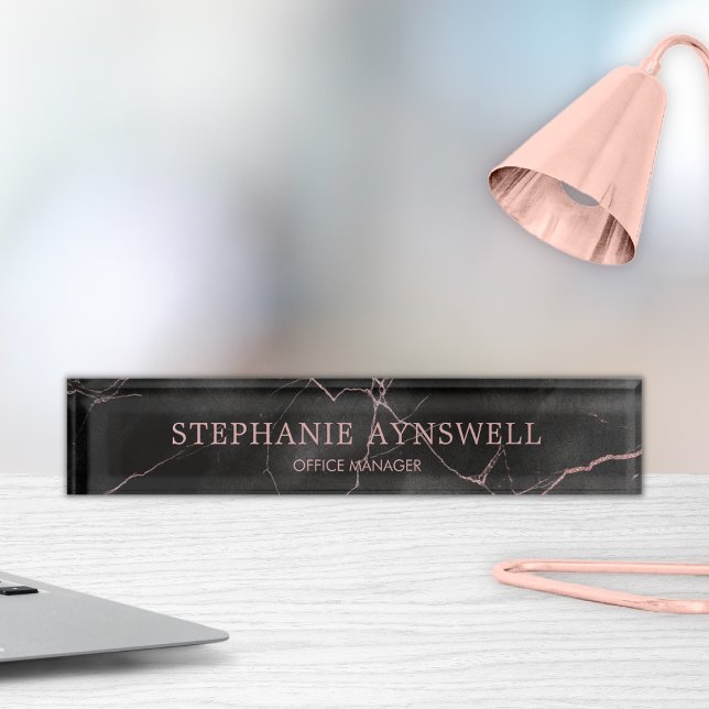 Sophisticated Black Marble Rose Gold  Nameplate (Creator Uploaded)