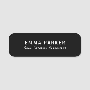 Sophisticated Black Minimal Modern Identity Name Tag