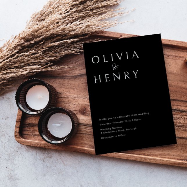 Sophisticated Black Minimal Wedding Invitation (Creator Uploaded)