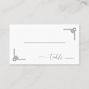 Sophisticated Black Minimalist Geometric Motions Place Card