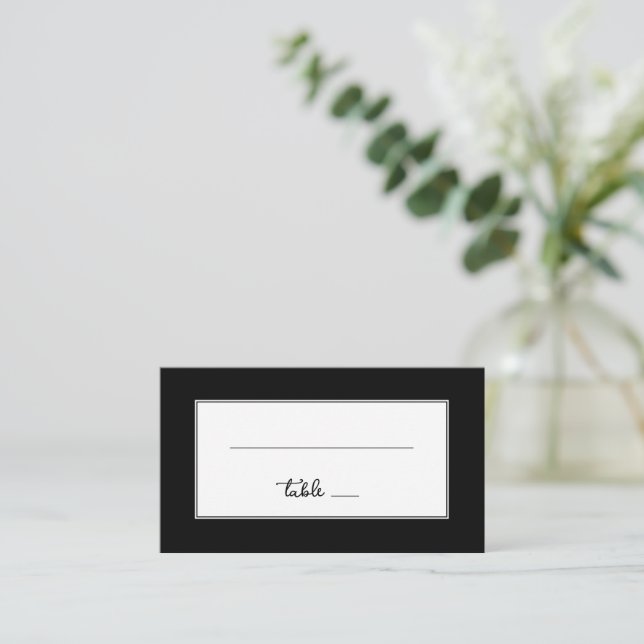 Sophisticated Black Minimalist Lines Place Card (Standing Front)