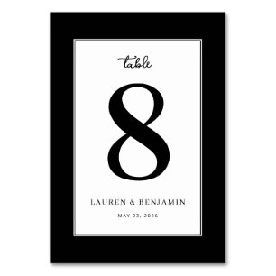 Sophisticated Black Minimalist Table Number