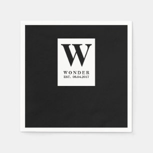 Sophisticated Black Monogram   Minimalist Marriage Napkin