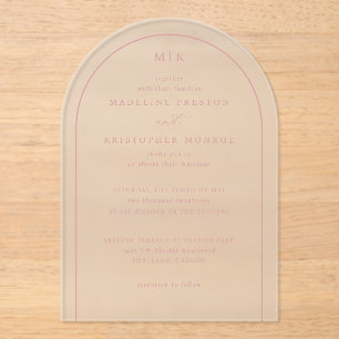 Sophisticated Black Pink Initials Acrylic Invitations