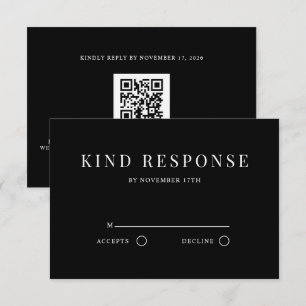 Sophisticated Black QR Code Elegant Wedding RSVP Card