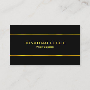 Sophisticated Black Template Gold Text Modern Business Card