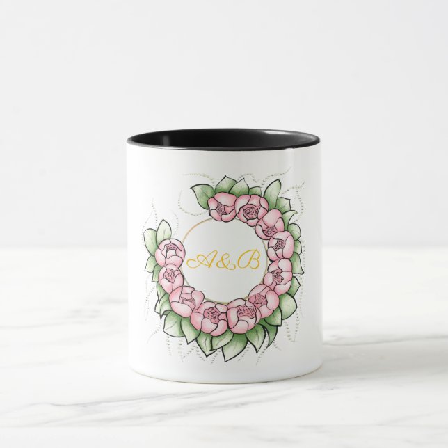 Sophisticated Black Wedding Monogram Mug - Minimal (Center)
