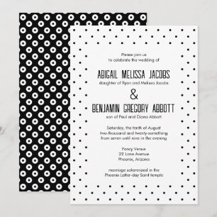 Sophisticated Black & White Polka-Dot Reception Invitation