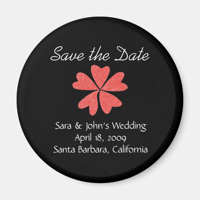 Sophisticated Black & White Wedding save-the-date Magnet (Front)