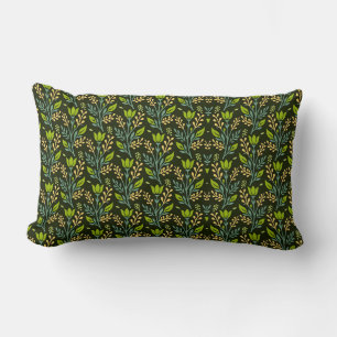 Sophisticated blue & beige floral pattern design  lumbar cushion