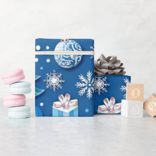 Sophisticated Blue Christmas Wrapping Paper for
