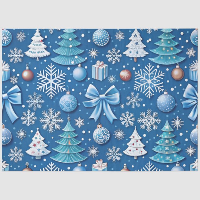  Sophisticated Blue Christmas Wrapping Paper for (Front)