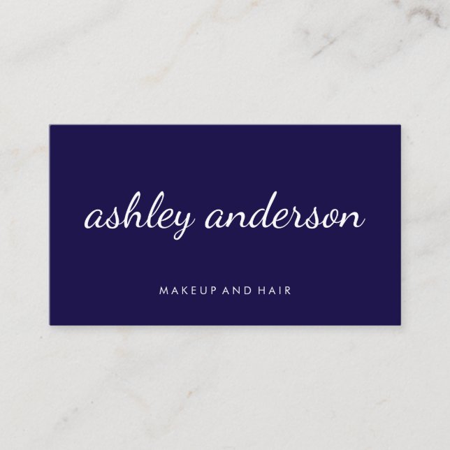 Sophisticated Blue Cursive Text Business Card (Front)