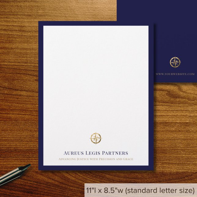 Sophisticated Blue Gold Legal Professional Custom Letterhead (Creator Uploaded)