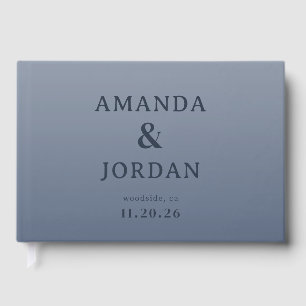 Sophisticated Blue Gray Typographic Guest Book