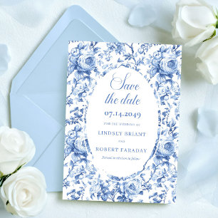 Sophisticated Blue Roses Floral Save the Date Card