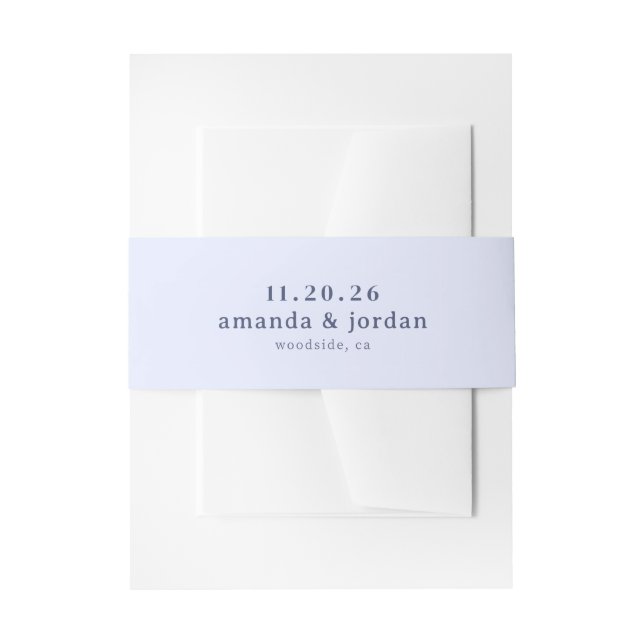 Sophisticated Blue Typographic Invitation Belly Band (Front Example)