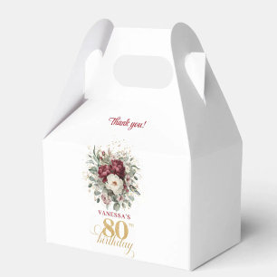 Sophisticated Blush Burgundy 80th Birthday Favour  Box