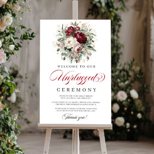 Sophisticated Blush Burgundy Unplugged Ceremony Poster
