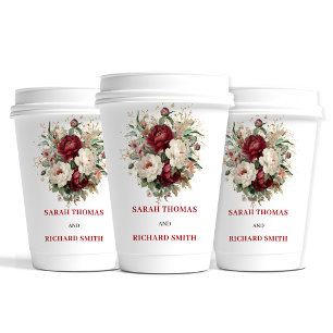 Sophisticated Blush Burgundy Wedding Paper Cups