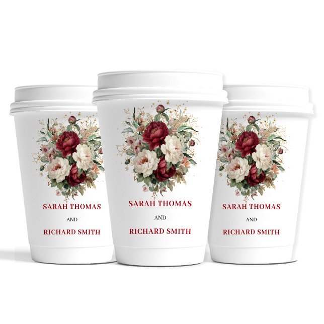 Sophisticated Blush Burgundy Wedding Paper Cups (Sophisticated Blush Burgundy Wedding Paper Cups)