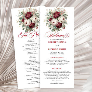 Sophisticated Blush Burgundy Wedding Program Programme