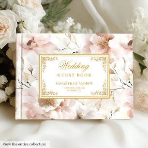 Sophisticated Blush Ivory Gold Wedding Guest Book