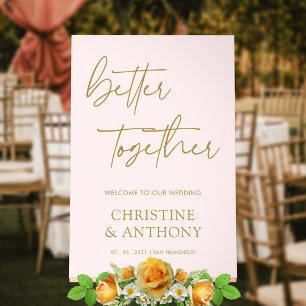 Sophisticated Blush Pink and Gold Wedding Acrylic Sign