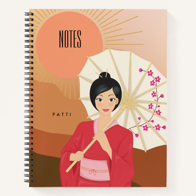 Sophisticated BOHO Asian-Inspired Subject Notebook (Front)
