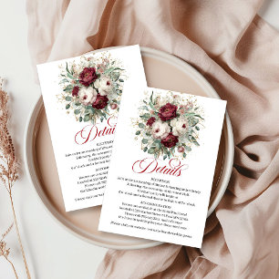 Sophisticated Boho Burgundy Greenery Gold Details Enclosure Card