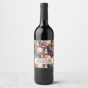 Sophisticated Boho Floral Party Wine Label