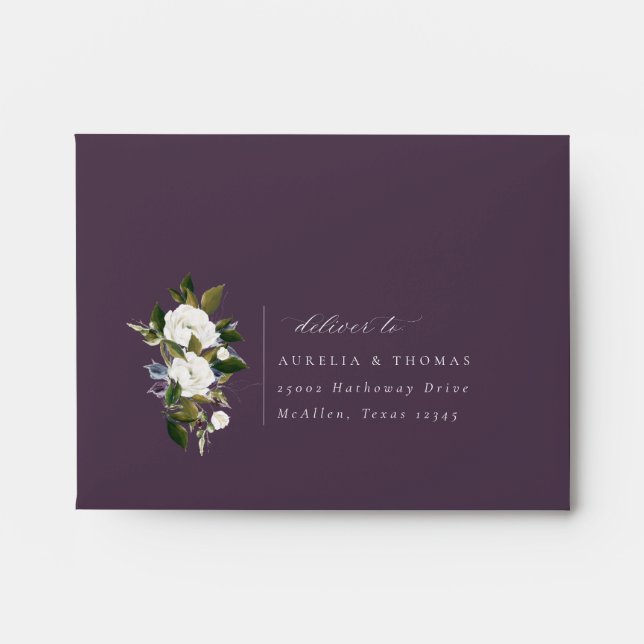 Sophisticated Botanical Floral Rsvp Envelope (Front)