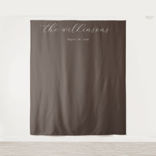 Sophisticated Brown Calligraphy Tapestry