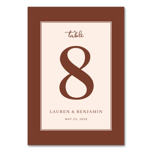Sophisticated Brown Infinity Symbol Table Number (Front)