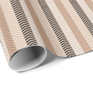 Sophisticated Brown Variegated Chevron Stripes Wrapping Paper