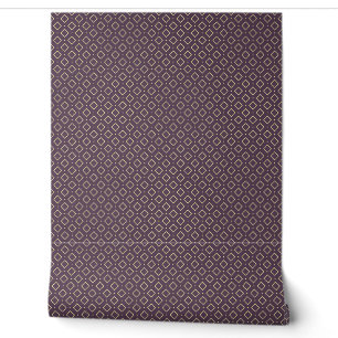 Sophisticated Burgundy and Gold Geometric Pattern Wallpaper