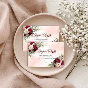 Sophisticated Burgundy Gold Peony Diaper Raffle Ca Enclosure Card