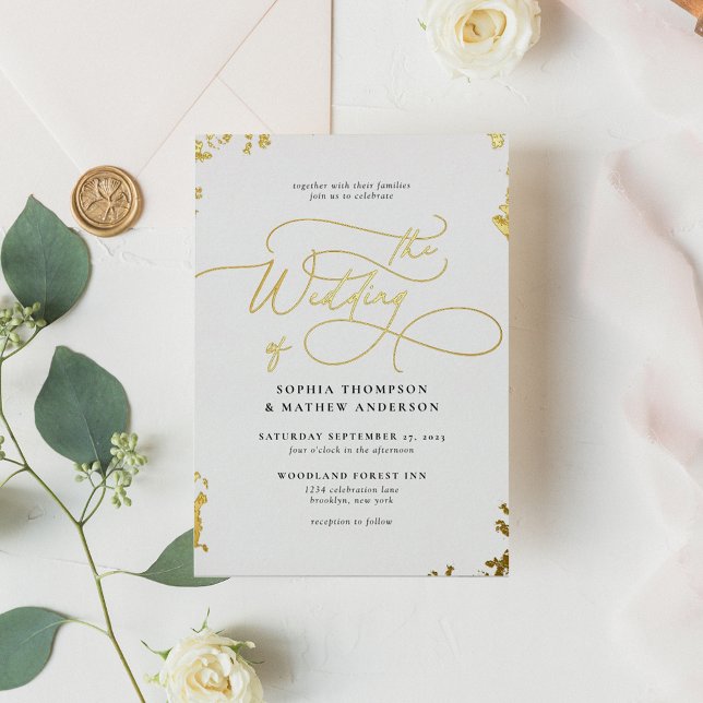 Sophisticated Calligraphy Ivory White Gold Wedding (Creator Uploaded)