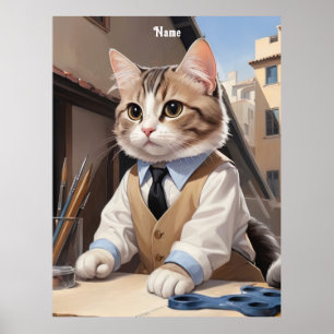 Sophisticated Cat Architect Cat Lover Poster