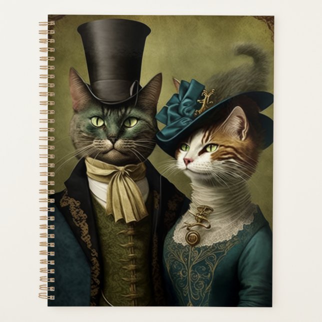 Sophisticated Cats in Fancy Dress Whimsical Planner (Front)