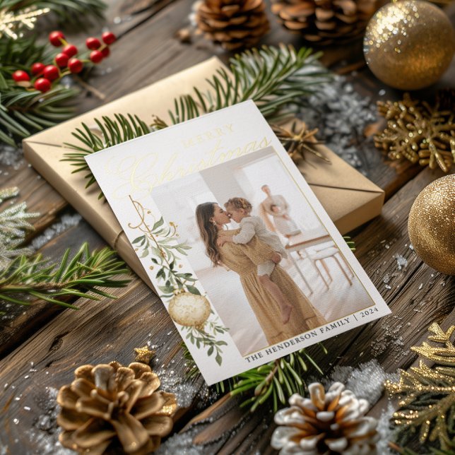 Sophisticated Christmas Greenery Gold Ornament (Creator Uploaded)