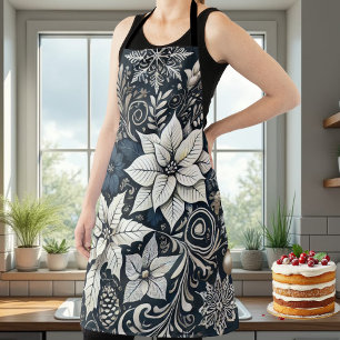 Sophisticated Christmas Holiday Poinsettia Apron